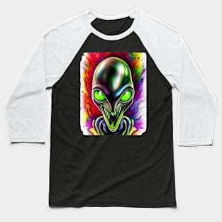 Colorful Alien Funny UFO Baseball T-Shirt